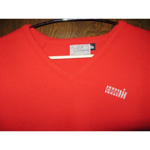 Vintage Case Tractors Logo Red V-Neck LS Sweater Pinnacle MADE IN USA Size L - Picture 2 of 4